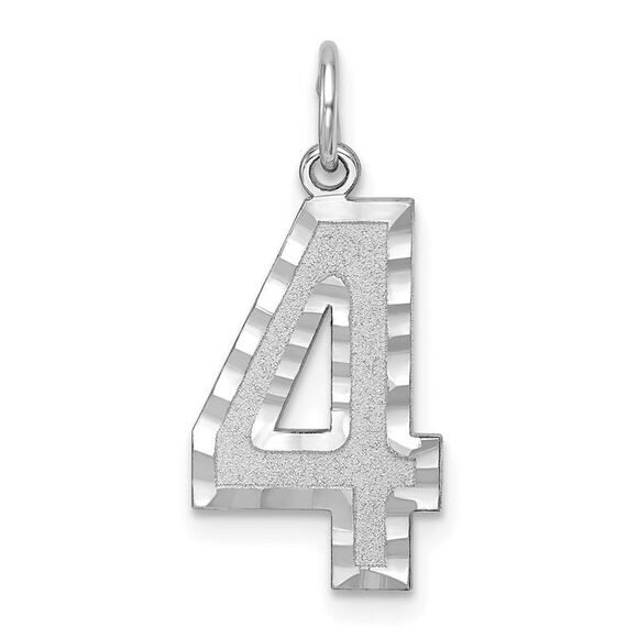 14k White Gold, Varsity Collection, Large D/C Pendant, Number 4 - Picture 1 of 5